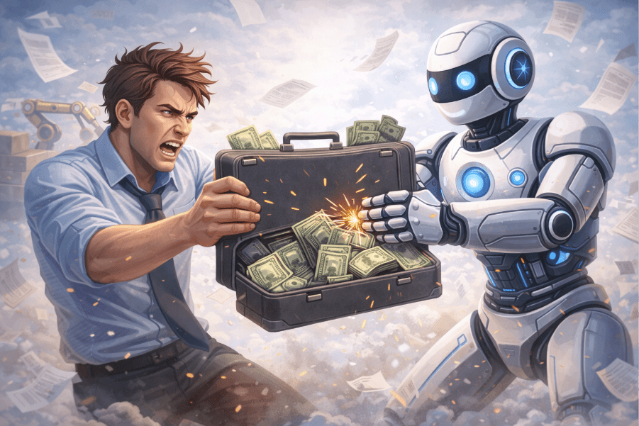 AI and humans working together in the modern workplace, showing automation changing jobs and careers