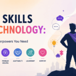 Illustration showing soft skills in technology and human-AI collaboration